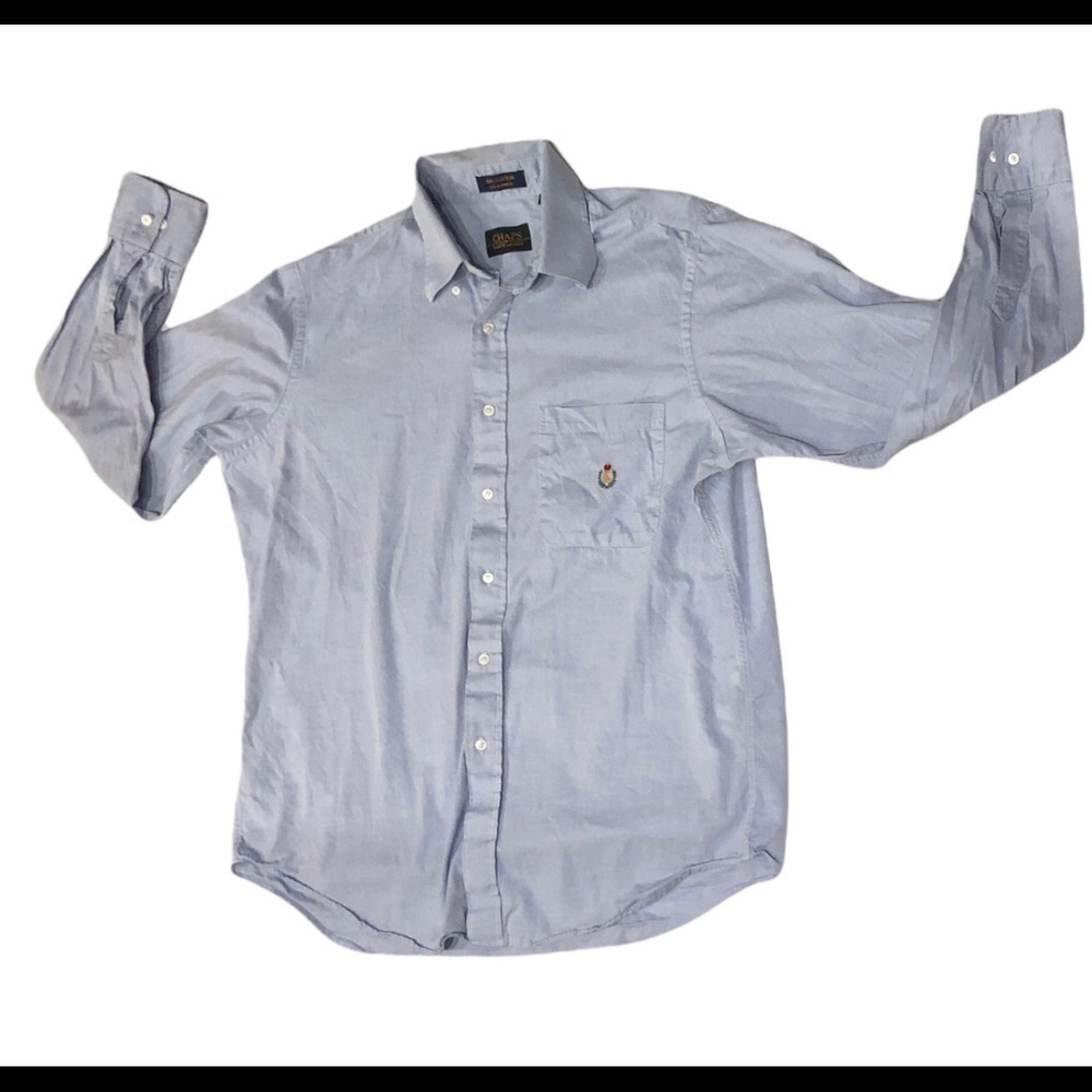 Vintage Chaps Ralph Lauren Denim Shirt Chambray Button Down Sz 16.5 34/35 Crest